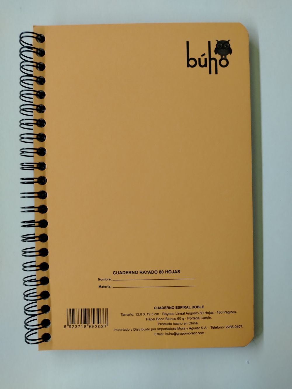 LIBRETA RESORTES KRAFT BUHO 103- 80 HOJAS ( 12 X 19 CM)