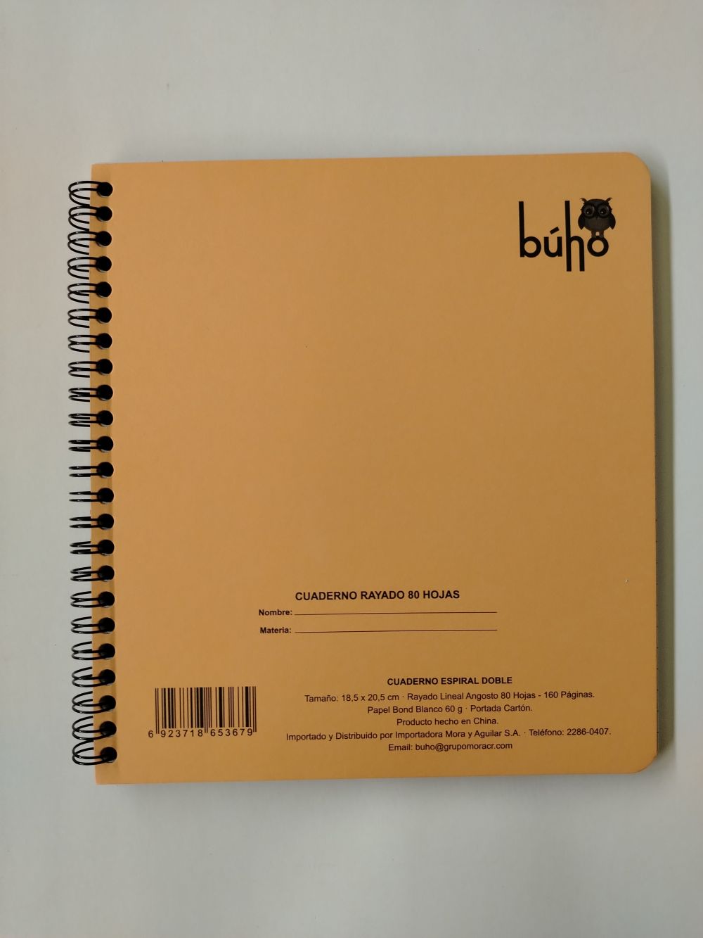 LIBRETA RESORTES KRAFT BUHO 102- 80 HOJAS ( 18 X 20 CM)