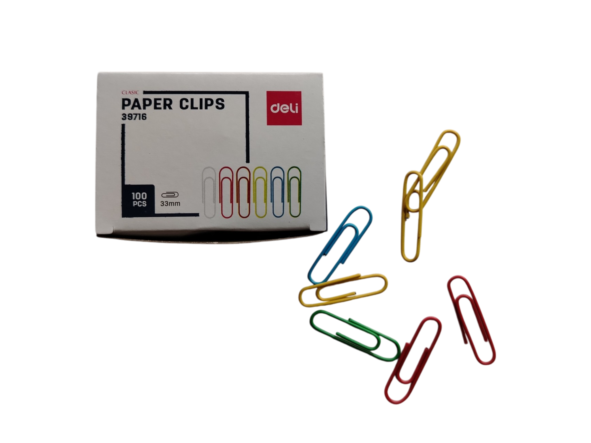 CLIP DE COLORES 33 MM 100 PCS DELI