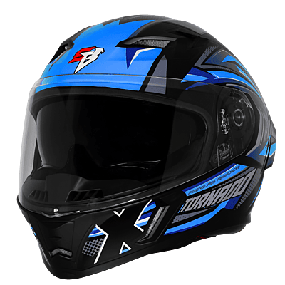 STEELBIRD SBA-11 TORNADO ISS T1 GLOSSY BLACK/BLUE C/V 600 MM WITH EXTRA SMOKE VISOR-DOT CERTIFIED