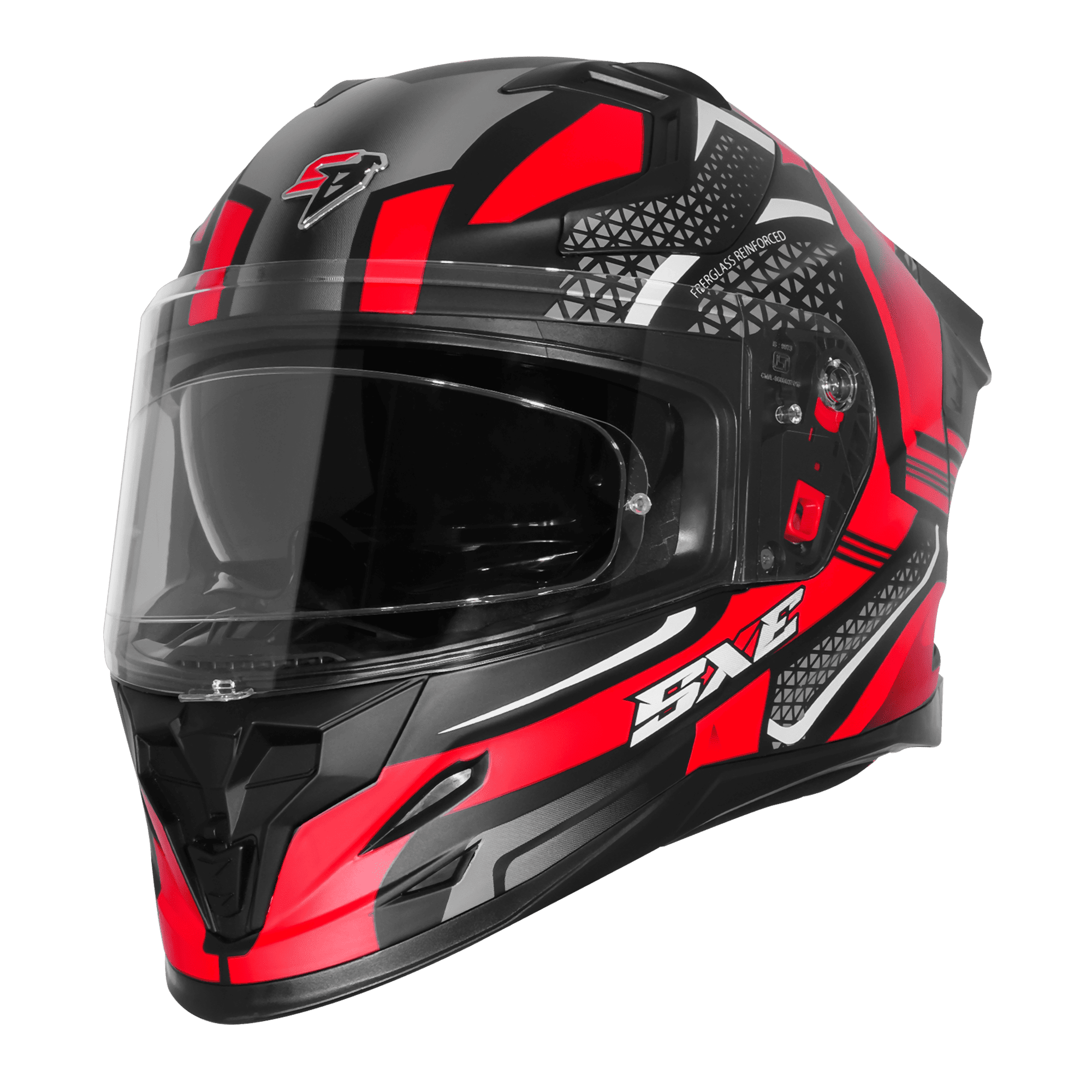 STEELBIRD SBH-61 ISS SXE SP3 GLOSSY BLACK/RED C/V 600MM WITH ANTIFOG(EXLUSIVE)