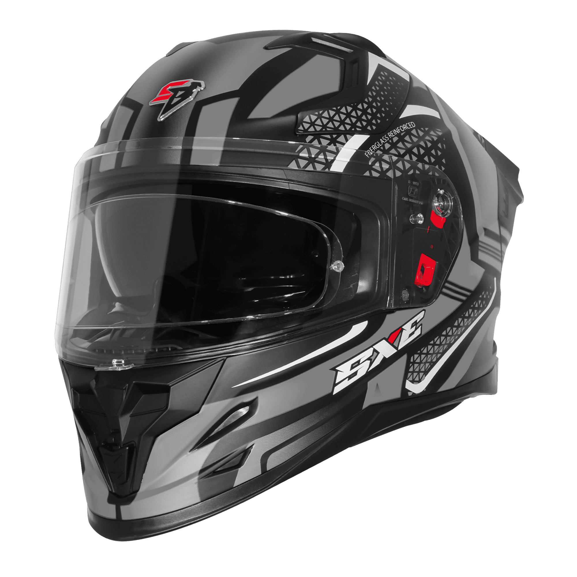 STEELBIRD SBH-61 ISS SXE SP3 GLOSSY BLACK/GREY C/V 600MM WITH ANTIFOG(EXLUSIVE)