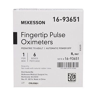 McKesson Fingertip Pulse Oximeter – Adult (MPN 16-93651)