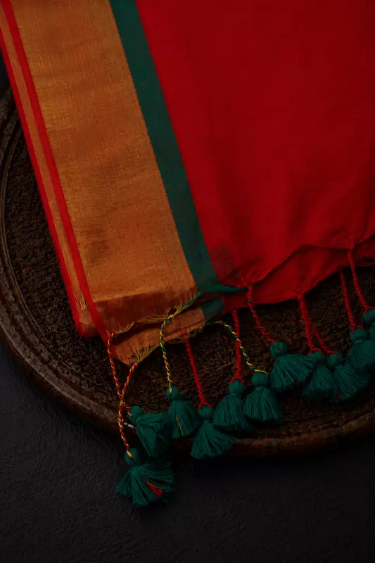 Mul cotton Red with Green