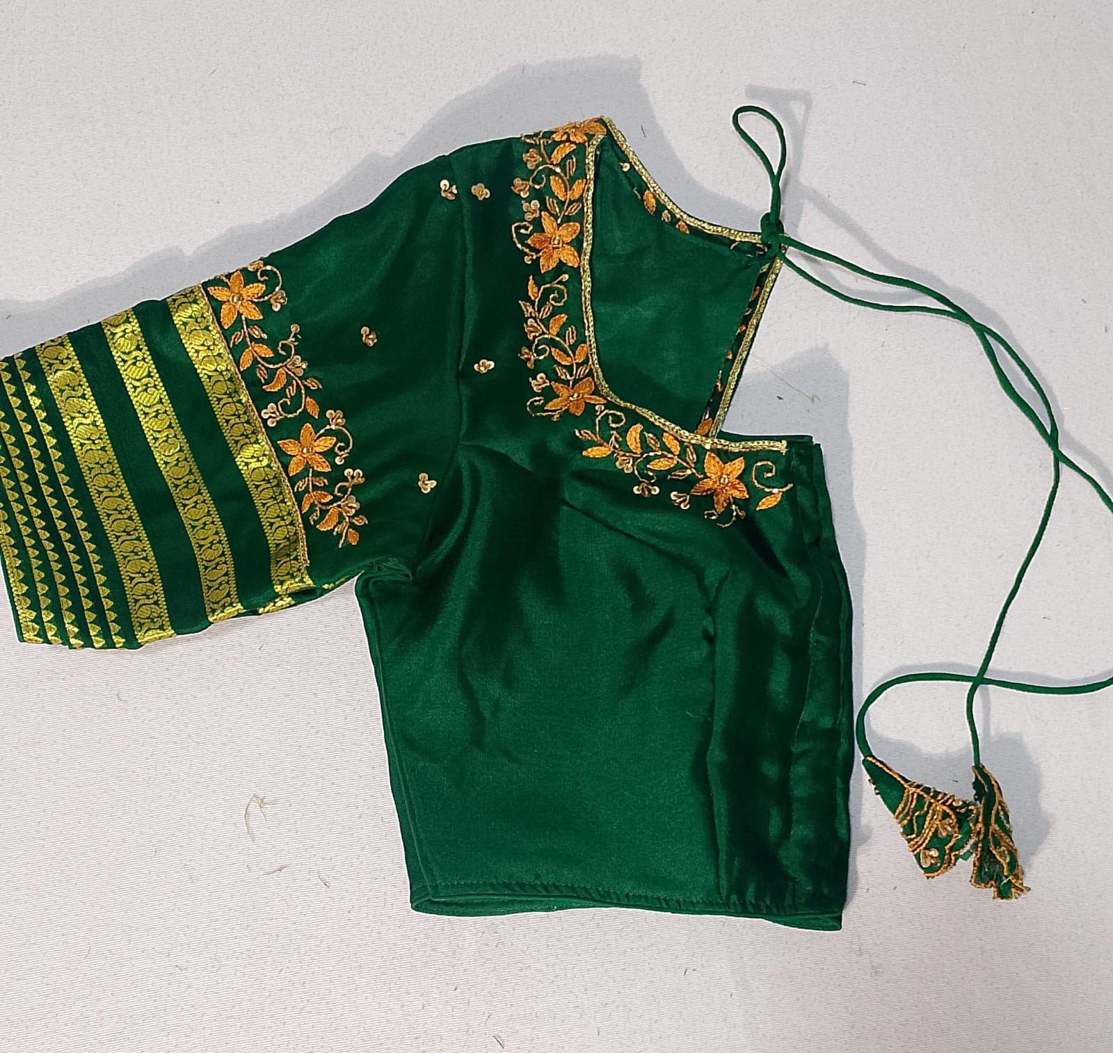 N429: Ready To Ship Beautiful Pure Kanchipattu Saree With Stitched Maggam Work Blouse