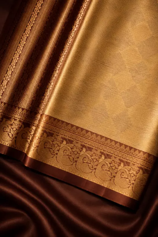 Banarasi soft silk cream with maroon