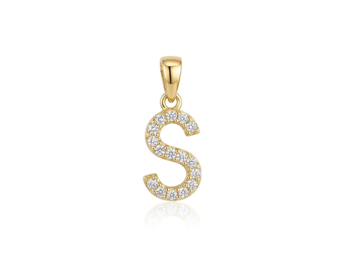 Dije Letra S de oro con diamantes