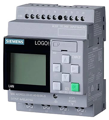 LOGO! 230RCE,logic module, display power supply / I/O: 115 V/230 V/relay, 8 DI/4 DO, memory 400 blocks, modularly expandable, Ethernet, integrated web server, data log, user-defined web pages,