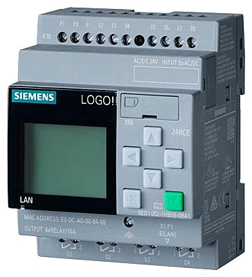 LOGO! 24RCE, logic module,display power supply / I/O: 24 V AC/24 V DC/relay, 8 DI/4 DO, memory 400 blocks