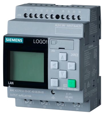LOGO! 24RCE, logic module,display power supply / I/O: 24 V AC/24 V DC/relay, 8 DI/4 DO, memory 400 blocks
