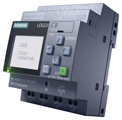 LOGO! 12/24RCE, logic module, display power supply / I/O: 12/ 24 V DC/relay, 8 DI (4 AI)/4 DO, memory 400 blocks