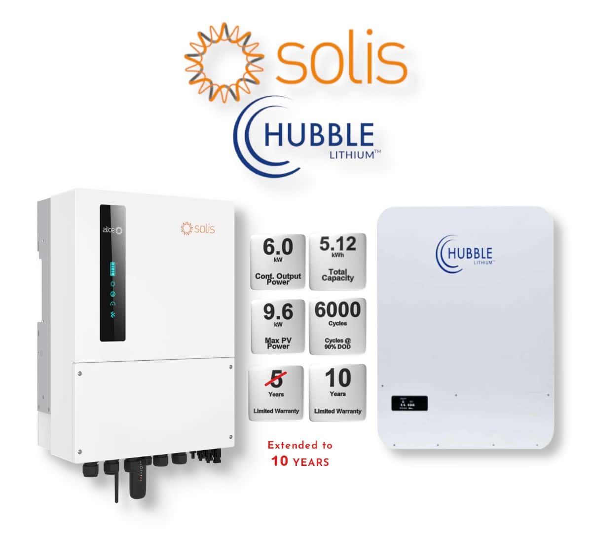 6.0 kW SOLIS S6 Hybrid - HUBBLE Combo, c/w 5.12 kWh Lithium Battery