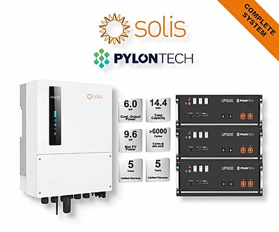 6.0 kW SOLIS S6 Hybrid - PYLONTECH Combo, c/w 3x 4.8 kWh Lithium Batteries