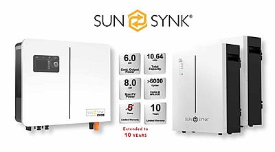 6.0 kW SUNSYNK Hybrid - SUNSYNK Combo, c/w 2 x 5.32 W kWh Lithium Batteries 6.0 kW SUNSYNK Hybrid - SUNSYNK Combo, c/w 2 x 5.32 W kWh Lithium Batteries