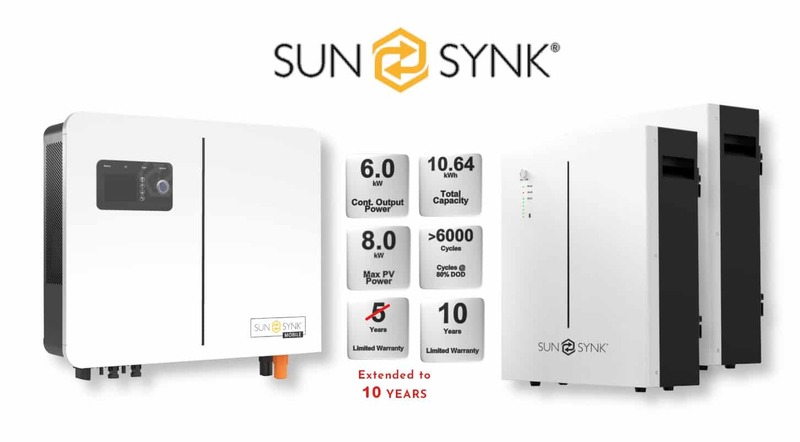 6.0 kW SUNSYNK Hybrid - SUNSYNK Combo, c/w 2 x 5.32 W kWh Lithium Batteries