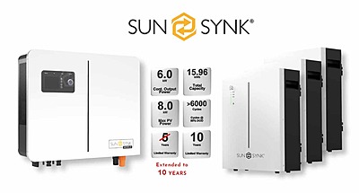 6.0 kW SUNSYNK Hybrid - SUNSYNK Combo, c/w 3 x 5.32 W kWh Lithium Batteries 6.0 kW SUNSYNK Hybrid - SUNSYNK Combo, c/w 3 x 5.32 W kWh Lithium Batteries