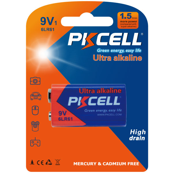 PKCELL 9V Alkaline Battery PKCELL 9V Alkaline Battery