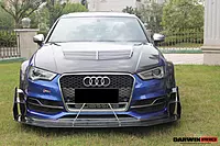 A3 S-Line Sedan BKSS Style Carbon Fiber Front Lip with Under Board | Dual-Layer Aero Kit
