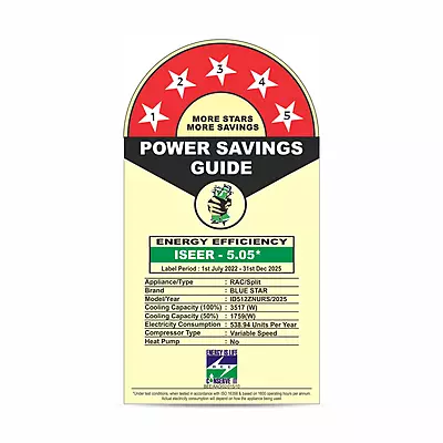 Blue Star Z Smart Wi-Fi Series ID512ZNURS Inverter Split AC-1 Ton 5 Star Blue Star Z Smart Wi-Fi Series ID512ZNURS Inverter Split AC-1 Ton 5 Star