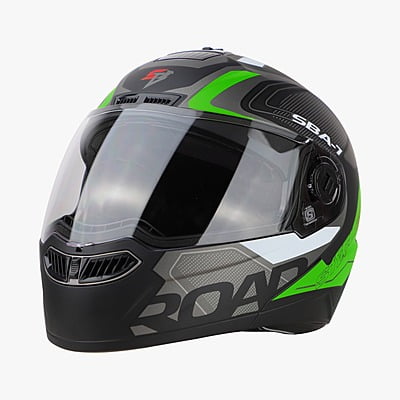 STEELBIRD SBA-7 ROAD MATT BLACK/GREEN C/V (M)