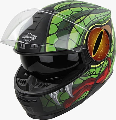 STEELBIRD SBH-40 ISS MAMBA GLOSSY BLACK/GREEN C/V 580 MM