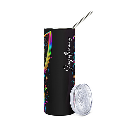 Sagittarius Zodiac Sign Skinny Tumbler – Vibrant Sublimated Astrology Drinkware
