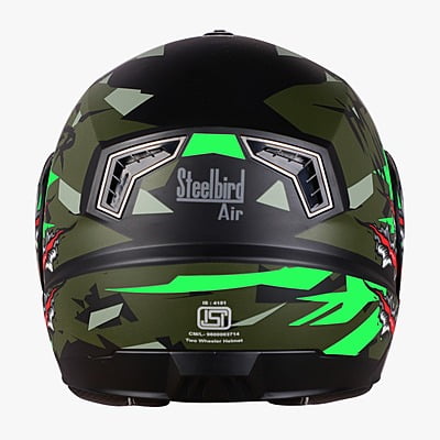 STEELBIRD SBA-7 ISS WINNER MATT BLACK/FLUO GREEN C/V (M)