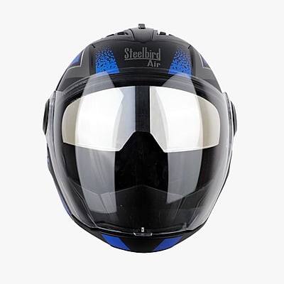 STEELBIRD SBA-2 ISS REED GLOSSY BLACK BLUE D/V (SILVER) (L)