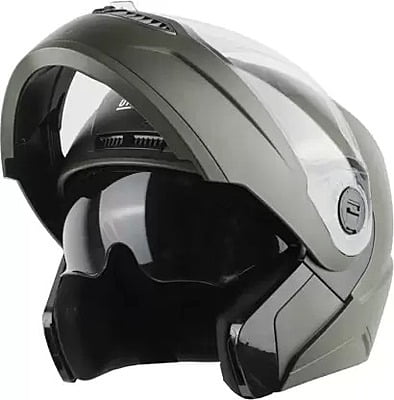 STEELBIRD SBA-7 ISS DASHING BATTLE GREEN C/V WITH INNER SMOKE SUNSHIELD 580 MM