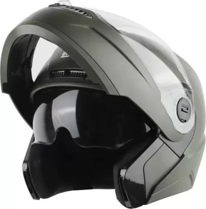 STEELBIRD SBA-7 ISS DASHING BATTLE GREEN C/V WITH INNER SMOKE SUNSHIELD 580 MM