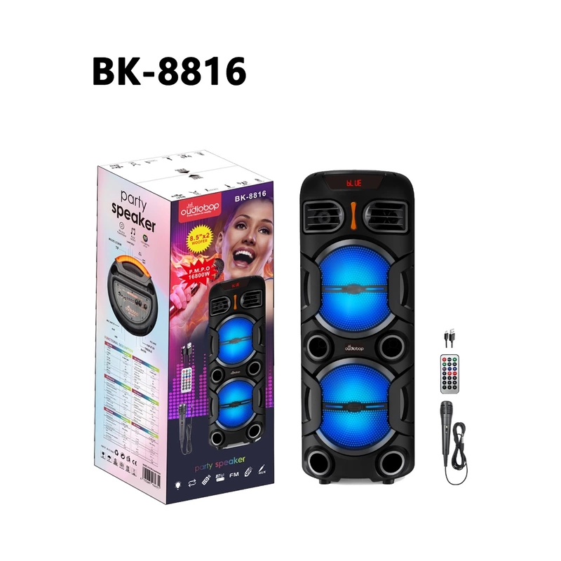 BK-8816 Party Speaker Bluetooth System with LED Lights, Microphone & Remote Control