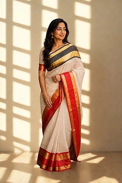 Banarasi silk Ganga jamuna border