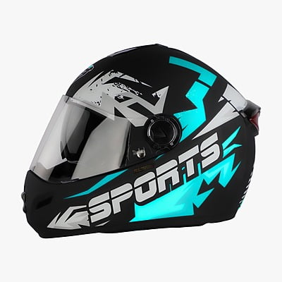 STEELBIRD SBH-34 ROX ISS R SPORTS GLOSSY BLACK/JAZZ BLUE C/V 600 MM (L)