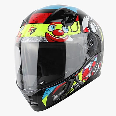 STEELBIRD SBA-21 COMIC GLOSSY BLACK/NEON C/V (M)