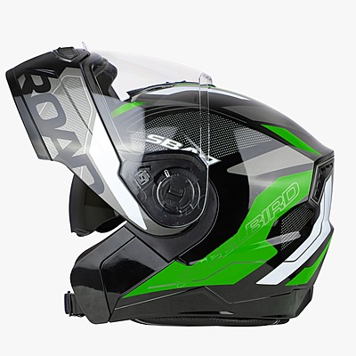 STEELBIRD SBA-7 ISS ROAD MATT BLACK/GREEN C/V (XL)