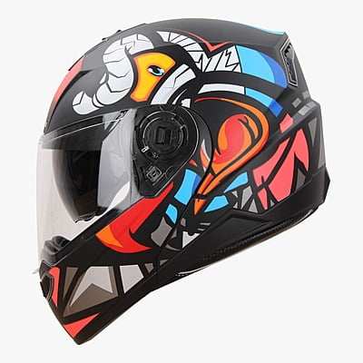 STEELBIRD SBA-7 ISS BIRDIE GLOSSY BLACK/WATERMELON C/V (M)