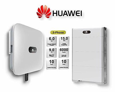 6.0 kW HUAWEI Fusion Solar 3-Phase Combo, c/w 15 kWh Floor Standing Lithium Battery