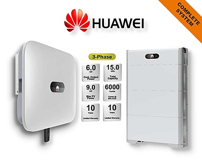 6.0 kW HUAWEI Fusion Solar 3-Phase Combo, c/w 15 kWh Floor Standing Lithium Battery 6.0 kW HUAWEI Fusion Solar 3-Phase Combo, c/w 15 kWh Floor Standing Lithium Battery