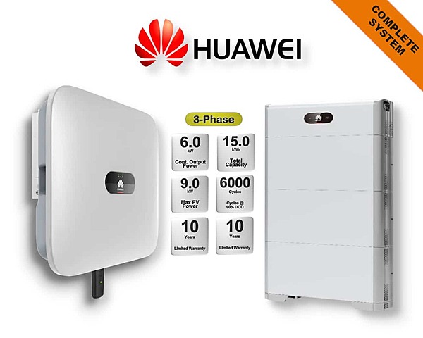 6.0 kW HUAWEI Fusion Solar 3-Phase Combo, c/w 15 kWh Floor Standing Lithium Battery