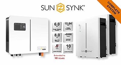 6.0 kW SUNSYNK Hybrid - SUNSYNK Combo, c/w 2 x 5.32 W kWh Lithium Batteries