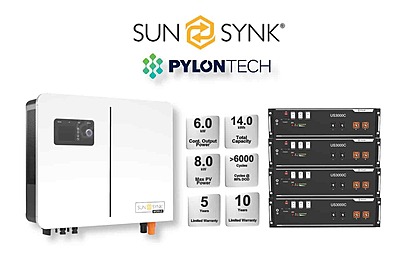 6.0 kW SUNSYNK Hybrid - PYLONTECH Combo, c/w 4 x 3.5 kWh Lithium Batteries 6.0 kW SUNSYNK Hybrid - PYLONTECH Combo, c/w 4 x 3.5 kWh Lithium Batteries