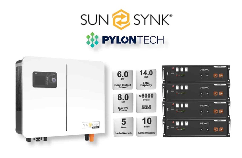 6.0 kW SUNSYNK Hybrid - PYLONTECH Combo, c/w 4 x 3.5 kWh Lithium Batteries