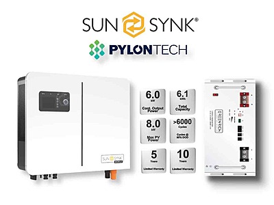6.0 kW SUNSYNK Hybrid - GREENRICH Combo, c/w 1 x 6.1 kWh Lithium Battery 6.0 kW SUNSYNK Hybrid - GREENRICH Combo, c/w 1 x 6.1 kWh Lithium Battery