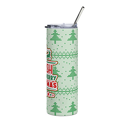 We Wish You a Merry Christmas Ugly Sweater Skinny Tumbler – Festive Holiday Knit Drinkware