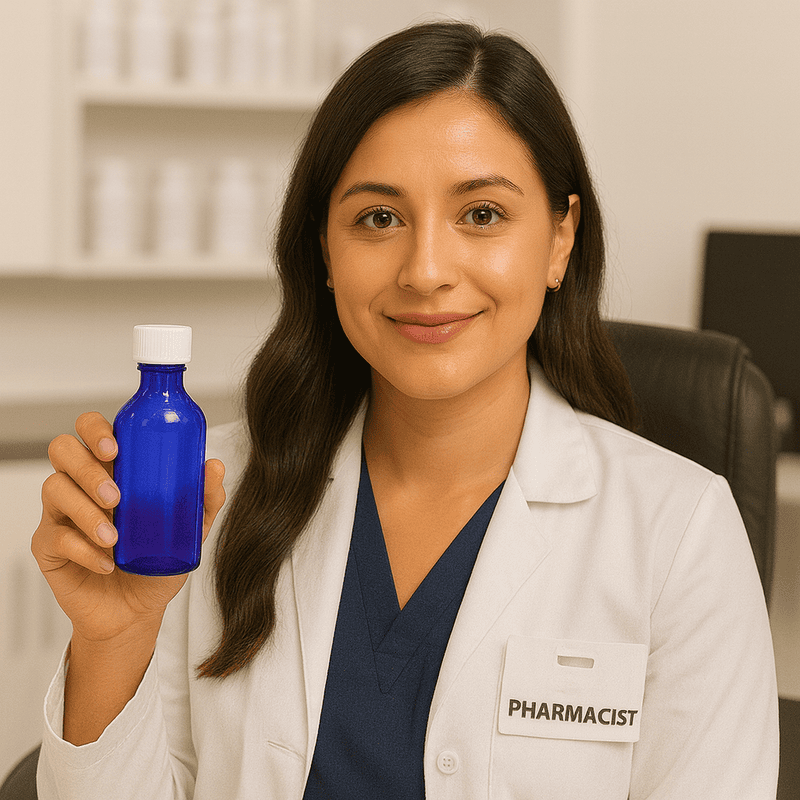 6oz Graduated Oval RX Bottles with Caps 100 count- Blue