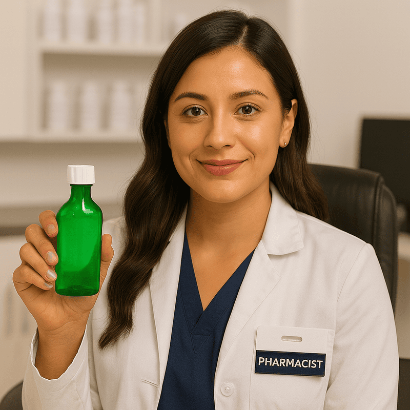 6oz Graduated Oval RX Bottles with Caps 100 count-Green