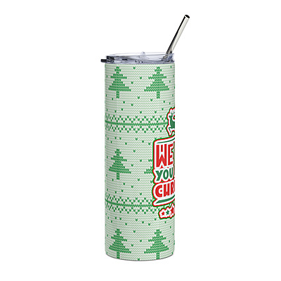 We Wish You a Merry Christmas Ugly Sweater Skinny Tumbler – Festive Holiday Knit Drinkware