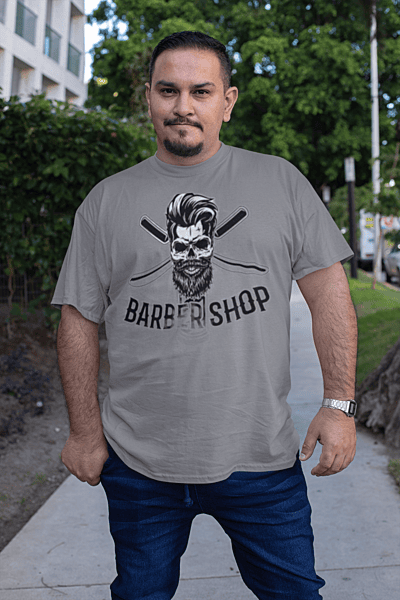 Barber Shop Skull – Edgy Grooming Graphic Tee