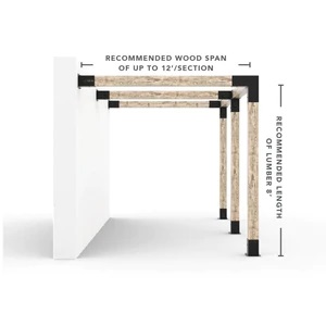 Any Size Double Wall Mount Pergola Kit for 6x6 Wood Posts