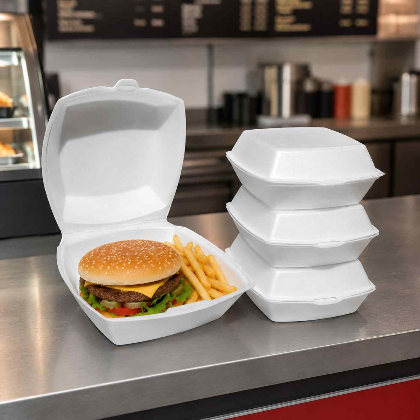 6x6 Foam Tray P.F Hamburger 4/125